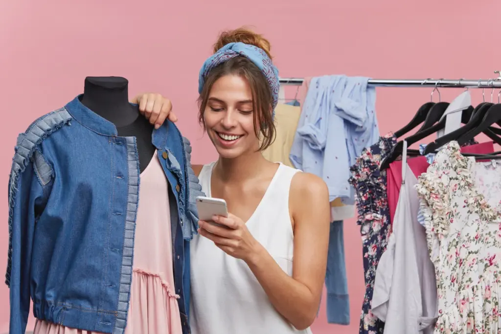 Pessoa pesquisando ideias para lojas de roupas online